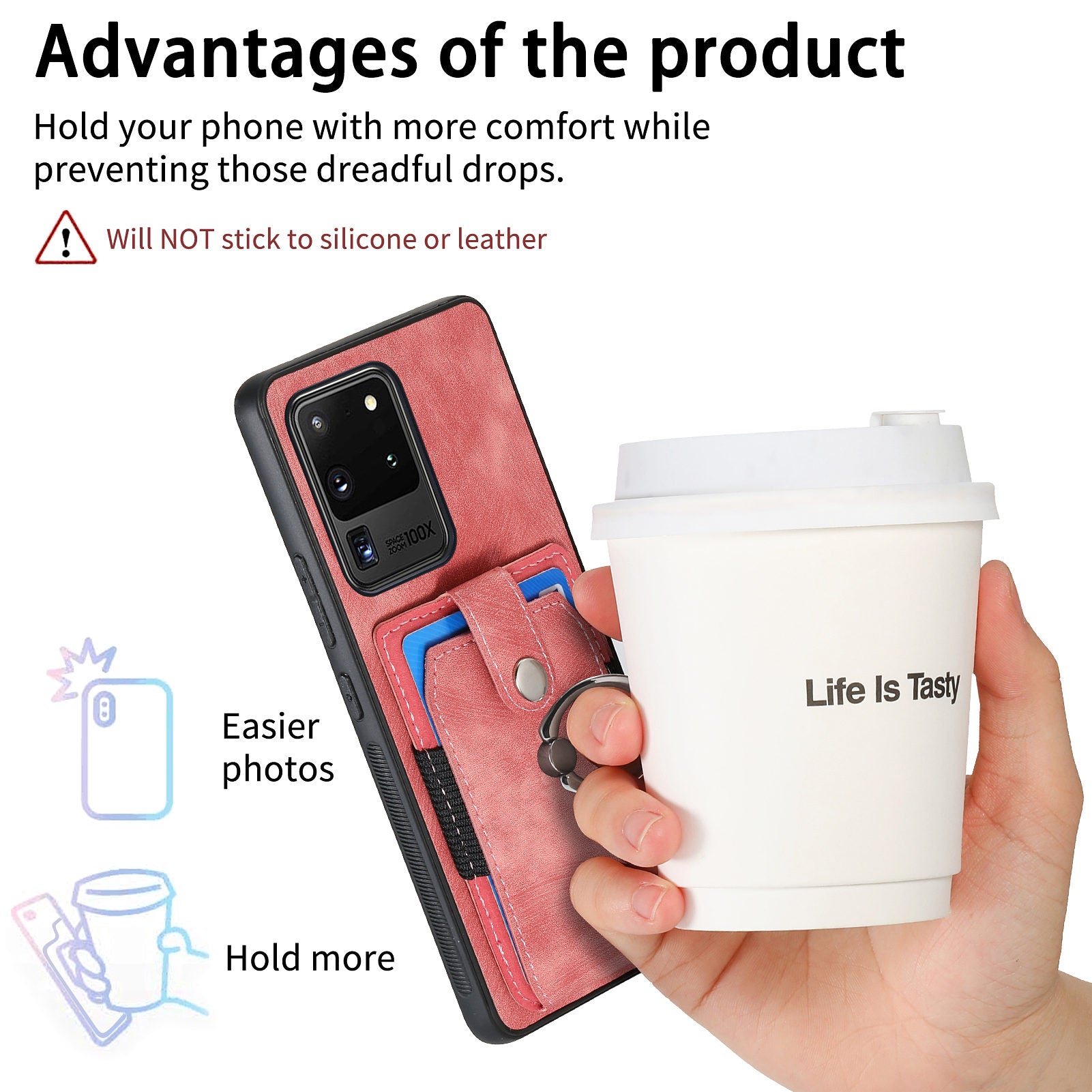 Telefoncover til Samsung Galaxy S20 Ultra Kortholder Kickstand Slim Cover PU Læder TPU PC Cover Telefoncover til Samsung Galaxy S20 Ultra Kortholder Kickstand Slim Cover PU Læder TPU PC Cover